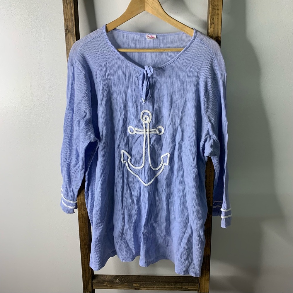 SunBay Blue Tunic with Anchor Design